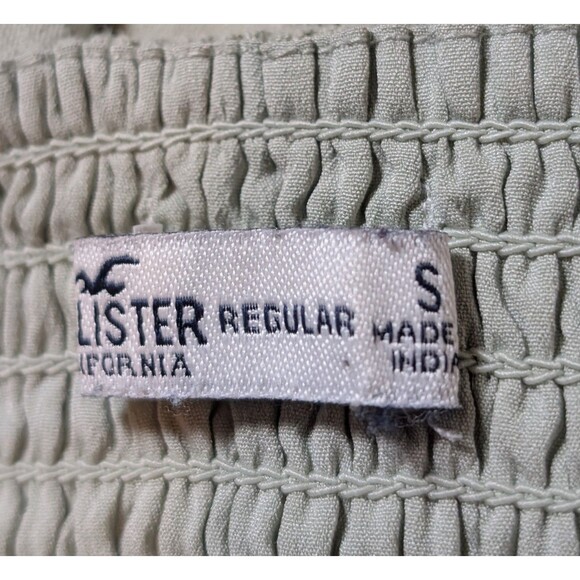 Hollister Size S Y2K Sundress Smocked Linen Blend Tie Straps Ruffle Boho Cottage - Picture 7 of 12